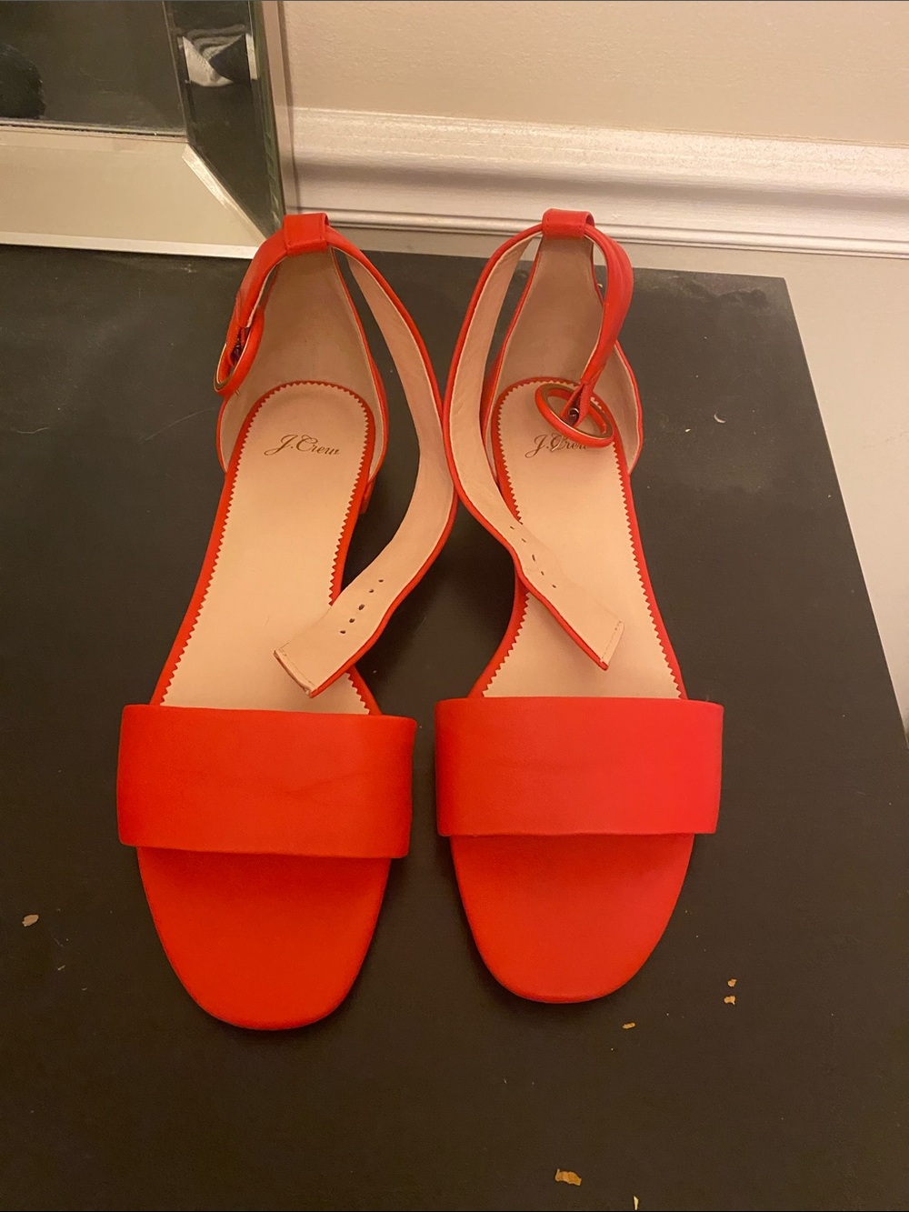 J. Crew Bright Red Ankle-Strap Open-Toe Sandals